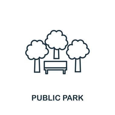 Public Park anahat simgesi. Şehir öğeleri simgeleri koleksiyonundan ince stil tasarımı. Genel park simgesinin piksel mükemmel sembolü. Web tasarımı, uygulamalar, yazılım, baskı kullanımı