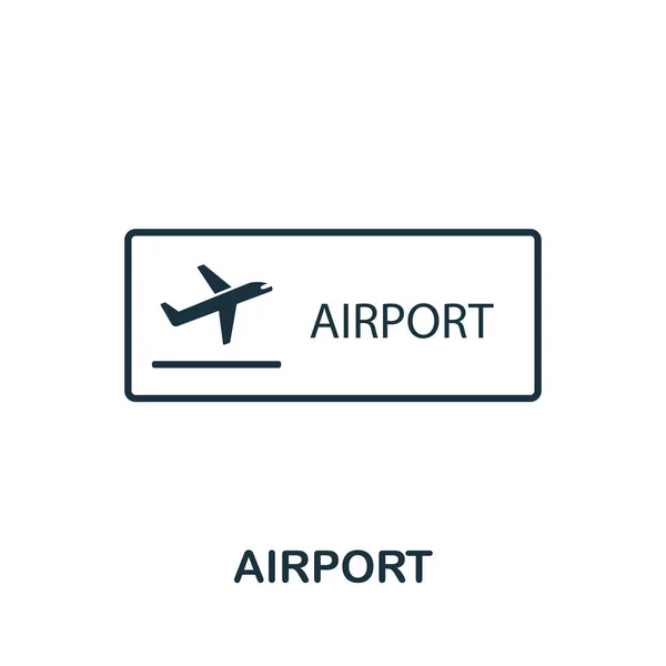 Icona del profilo dell'aeroporto. Design in stile sottile dalla collezione di icone degli elementi della città. Pixel simbolo perfetto dell'icona dell'aeroporto. Web design, applicazioni, software, utilizzo della stampa — Vettoriale Stock