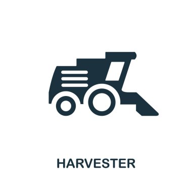 Hasat makinesi simgesi simgesi. Çiftlik simgeleri koleksiyonundan yaratıcı işaret. Bilgisayar ve mobil cihazlar için doldurulmuş düz Harvester simgesi