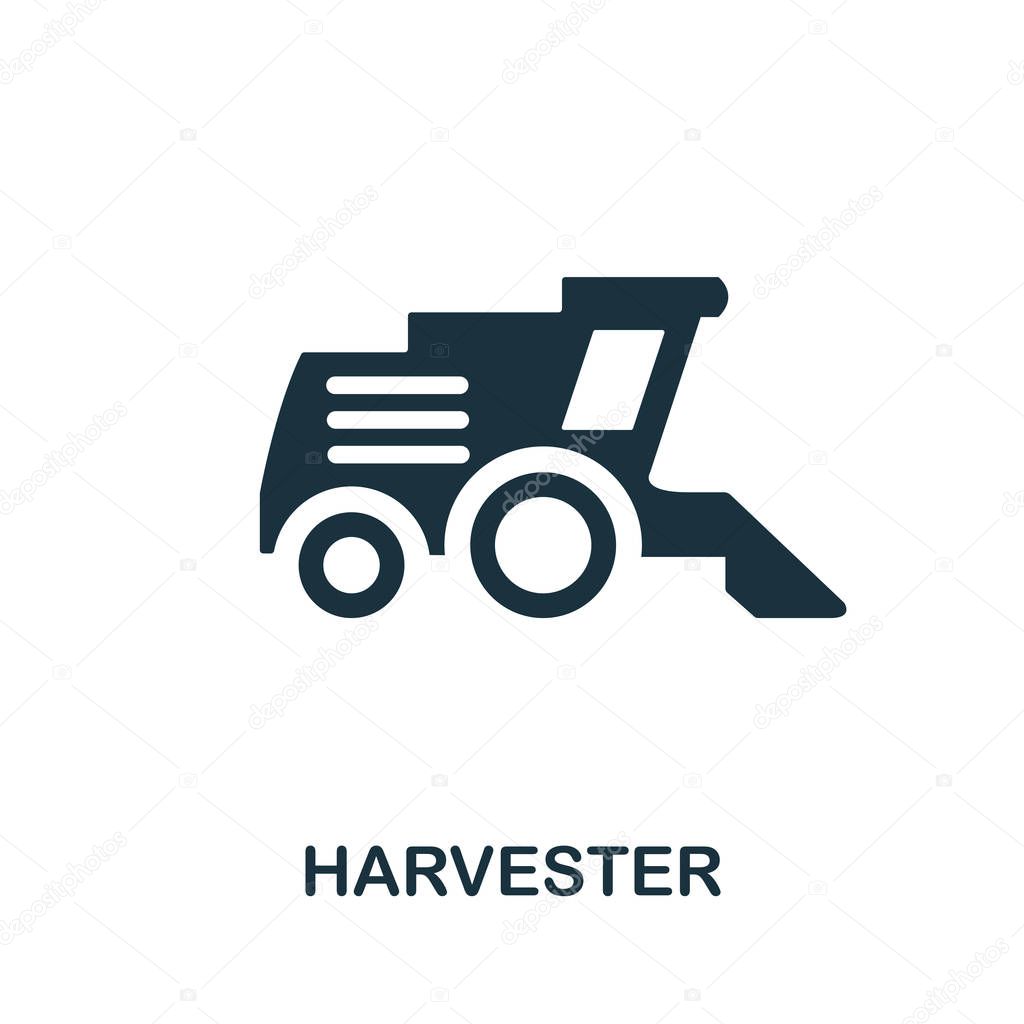 Harvester icon illustration. Creative sign from farm icons collection. Filled flat Harvester icon for computer and mobile. Symbol, logo graphics.