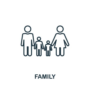 Aile anahat simgesi. Topluluk simgeleri koleksiyonundan ince çizgi stili. Web tasarımı, uygulamalar, yazılım, baskı kullanımı için piksel mükemmel basit eleman aile simgesi
