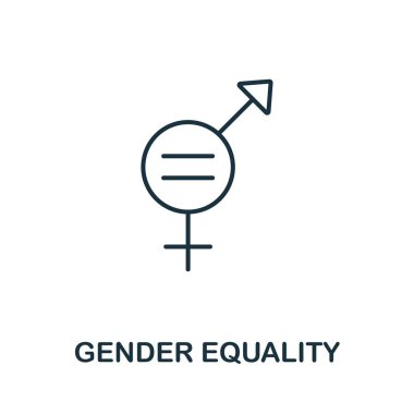 Cinsiyet Eşitliği anahat simgesi. Topluluk simgeleri koleksiyonundan ince çizgi stili. Web tasarımı, uygulamalar, yazılım, baskı kullanımı için piksel mükemmel basit eleman cinsiyet eşitliği simgesi