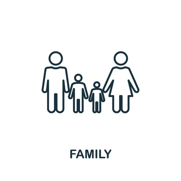 Ikona rodinné osnovy Styl tenké čáry z kolekce ikon komunity Základní ikona řady jednoduchých prvků v obrazových bodech pro návrh webu, aplikace, software, použití tisku — Stockový vektor