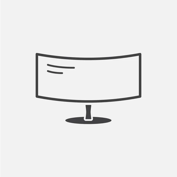 Curved Monitor glyph icon. Monochrome style design simple element. Black color curved monitor icon for web and mobile. Computer collection — Stock Vector