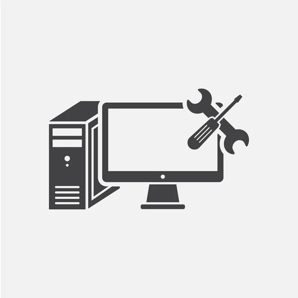 Computer Repair glyph icon. Monochrome style design simple element. Black color computer repair icon for web and mobile. Computer collection — Stock Vector
