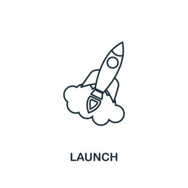 Anahat simgesi başlatın. İnce çizgi crowdfunding simgeler koleksiyon öğesi. Web tasarım, apps, yazılım, yazdırma kullanım için UI ve UX Pixel mükemmel başlatma simgesi