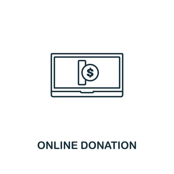 Online bağış anahat simgesi. İnce çizgi crowdfunding simgeler koleksiyon öğesi. Web tasarım, apps, yazılım, yazdırma kullanım için UI ve UX Pixel mükemmel çevrimiçi bağış simgesi — Stok fotoğraf