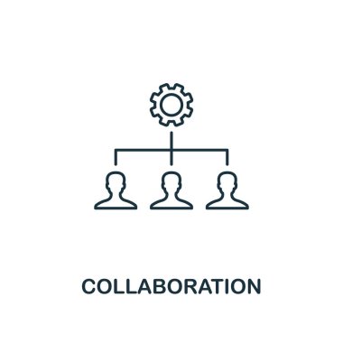 İşbirliği anahat simgesi. İnce çizgi crowdfunding simgeler koleksiyon öğesi. Web tasarım, apps, yazılım, yazdırma kullanım için UI ve UX Pixel mükemmel işbirliği simgesi