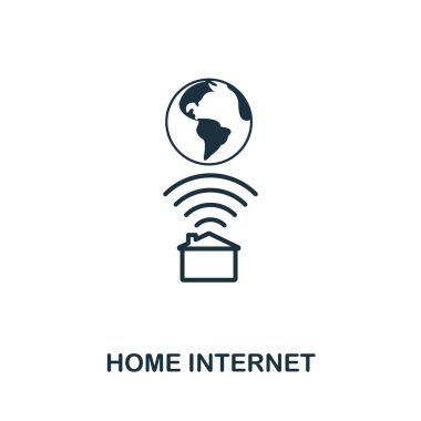 Ev İnternet ikonu taslak biçimi. Simge koleksiyonundan basit bir kabartma. Web tasarımı ve yazılımı için Satır Ev İnternet simgesi