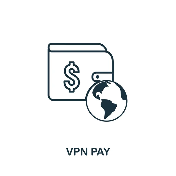 Gaya garis besar ikon Vpn Pay. Glif sederhana dari koleksi ikon. Ikon Vpn Pay baris untuk desain web dan perangkat lunak - Stok Vektor