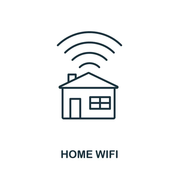 Home Ícone wifi estilo esboço. Glifo simples da coleção de ícones. Ícone de linha Home Wifi para web design e software — Vetor de Stock