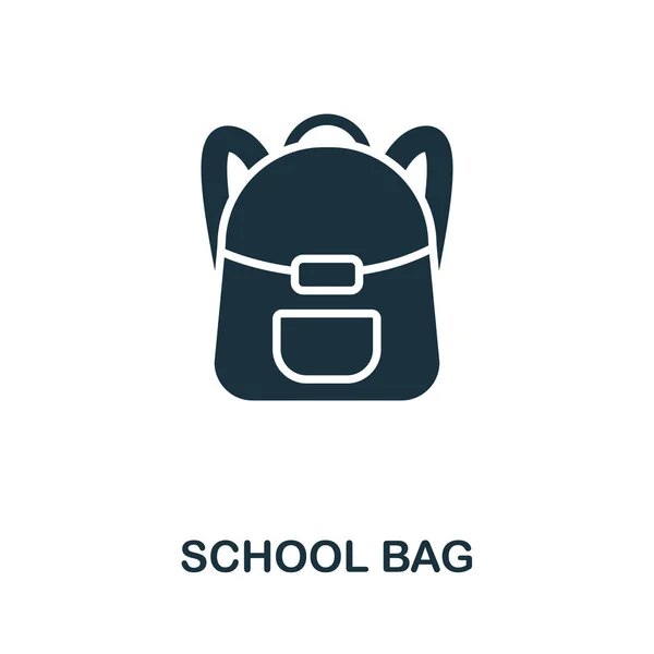 Symbole vectoriel d'icône de sac d'école. Signe créatif de la collection d'icônes de l'éducation. Icône de sac d'école rempli plat pour ordinateur et mobile — Image vectorielle