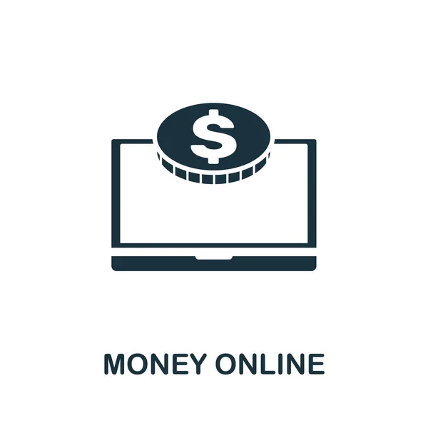 Money online Vektor Symbol Symbol. kreatives Zeichen aus der Sammlung von SEO- und Entwicklungssymbolen. Online-Icon für Computer und Handy — Stockvektor