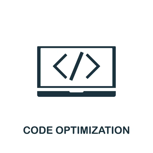 Code-Optimierungsvektorsymbol. kreatives Zeichen aus der Sammlung von SEO- und Entwicklungssymbolen. Gefülltes Flat-Code-Optimierungssymbol für Computer und Mobiltelefone — Stockvektor