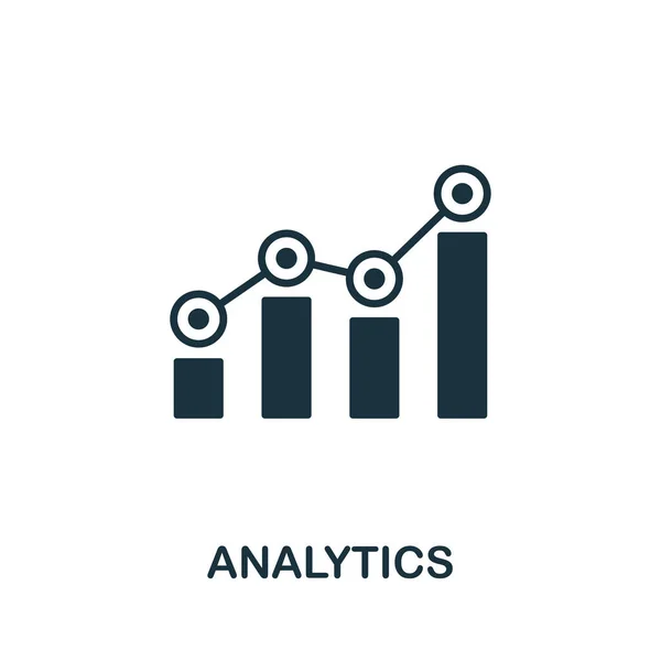 Símbolo de ícone vetorial analítico. Sinal criativo de seo e coleção de ícones de desenvolvimento. Ícone de análise plana preenchido para computador e celular — Vetor de Stock