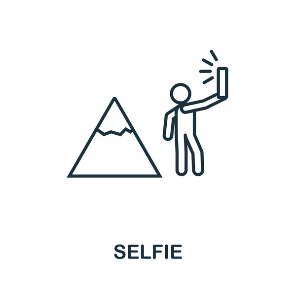 Icône de contour selfie. Thin line concept element from tourism icons collection. Icône Creative Selfie pour applications mobiles et utilisation du Web — Image vectorielle