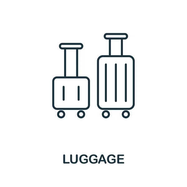 Ikona konturu bagażu. Element koncepcyjny cienkiej linii z kolekcji ikon turystyki. Ikona Creative bagaż dla aplikacji mobilnych i korzystania z Internetu — Wektor stockowy