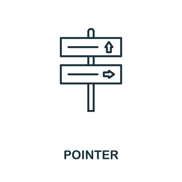 Icône de contour pointeur. Thin line concept element from tourism icons collection. Icône Creative Pointer pour applications mobiles et utilisation du Web — Image vectorielle