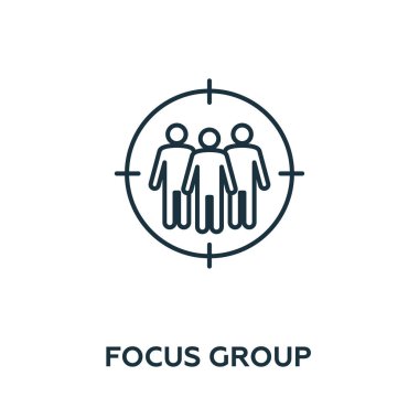 Odaklanma Grubu ince çizgi simgesi. Reklam ikonları koleksiyonundan yaratıcı basit tasarım. Web tasarımı ve mobil uygulamalar için özet grup simgesi