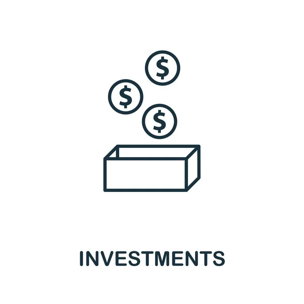 Investitionen umreißen Symbol. dünnes Design aus der Sammlung von Startup-Icons. Creativeinvestments Icon für Webdesign, Apps, Software, Printnutzung — Stockvektor