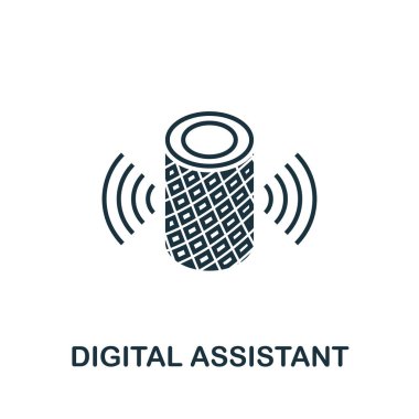 Dijital yardımcı ana hatlar simgesi. Akıllı aygıt simgesi koleksiyonundan yaratıcı tasarım. En iyi dijital asistan taslak simgesi. Web tasarımı, uygulamalar, yazılımlar ve yazıcılar için.