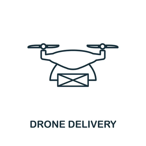 Drone Delivery vázlat ikon. Kreatív tervezés intelligens eszközök ikongyűjteményéből. Prémium drón szállítási vázlat ikon. Webdesign, alkalmazások, szoftverek és nyomtatás céljára. — Stock Vector