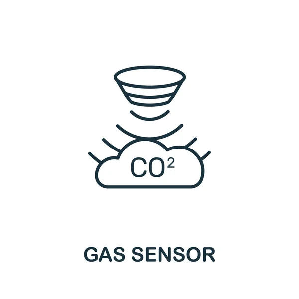 Icono del contorno del sensor de gas. Estilo de línea delgada de la colección de iconos de sensores. Pixel icono de sensor de gas elemento simple perfecto para el diseño web, aplicaciones, software, uso de impresión — Archivo Imágenes Vectoriales