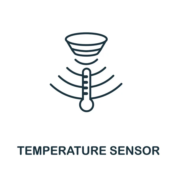 Sensor de temperatura ícone esboço. Estilo de linha fina da coleção de ícones de sensores. Pixel ícone de sensor de temperatura elemento simples perfeito para web design, aplicativos, software, uso de impressão —  Vetores de Stock