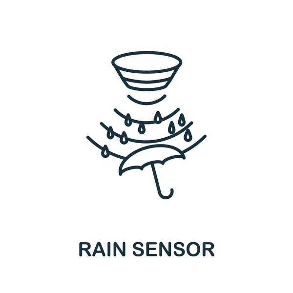 Ikona osnovy dešťových senzorů. Styl tenké čáry z kolekce ikon senzorů. Pixel perfektní jednoduchý prvek snímač deště ikona pro web design, aplikace, software, použití tisku — Stockový vektor