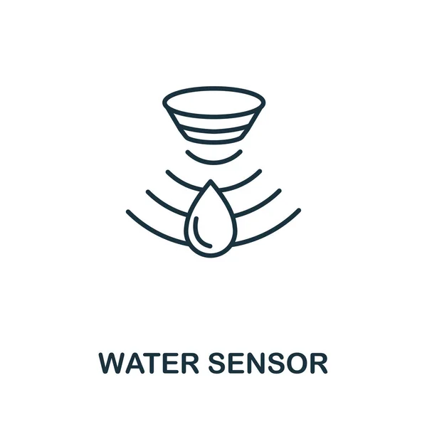 Icono del contorno del sensor de agua. Estilo de línea delgada de la colección de iconos de sensores. Pixel icono del sensor de agua elemento simple perfecto para el diseño web, aplicaciones, software, uso de impresión — Vector de stock