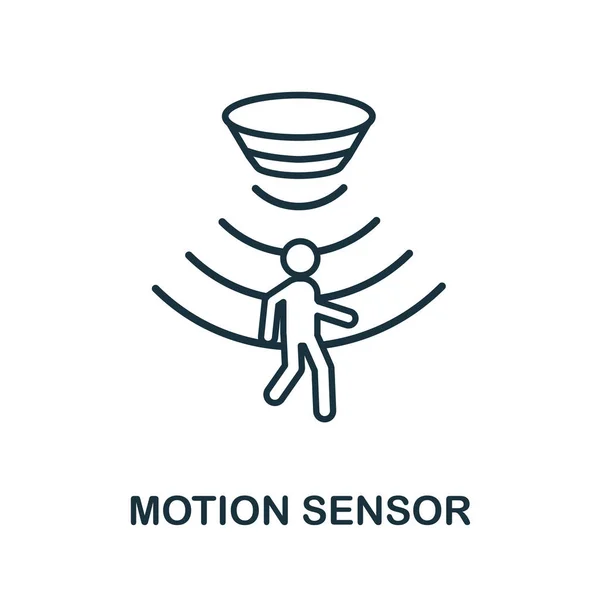 Sensor de movimento ícone esboço. Estilo de linha fina da coleção de ícones de sensores. Pixel perfeito elemento simples ícone sensor de movimento para web design, aplicativos, software, uso de impressão — Vetor de Stock