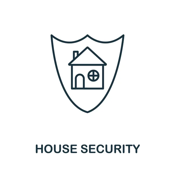 Husets säkerhets tunna linje ikon. Kreativ enkel design från säkerhetsikoner samling. Disposition hus säkerhet ikon för webbdesign och mobilappar användning — Stock vektor