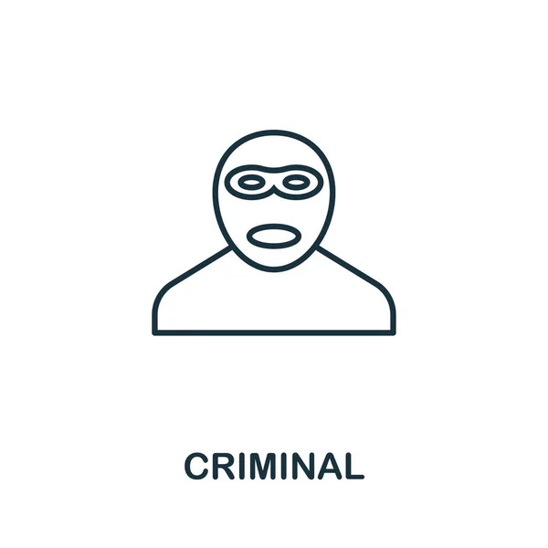 Criminal thin line icon. Creative simple design from security icons collection. Outline criminal icon for web design and mobile apps usage — Stock Vector
