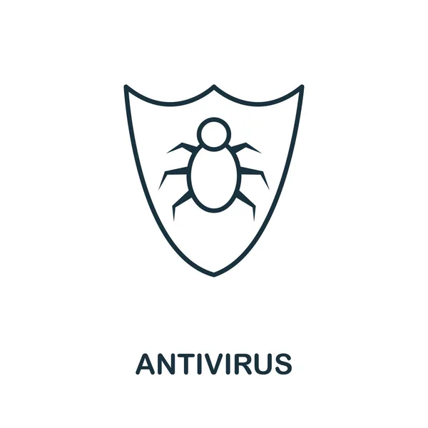 Ikon Antivirus tipis. Desain sederhana kreatif dari koleksi ikon keamanan. Ikon antivirus garis luar untuk desain web dan penggunaan aplikasi seluler - Stok Vektor