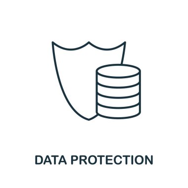 Veri koruma ince çizgi simgesi. Güvenlik simgeleri koleksiyonundan yaratıcı basit tasarım. Web tasarımı ve mobil uygulamalar için özet veri koruma simgesi