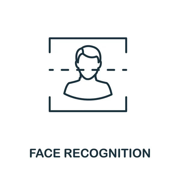 Значок тонкої лінії розпізнавання обличчя. Креативний простий дизайн з колекції іконок безпеки. Піктограма розпізнавання обличчя для веб-дизайну та використання мобільних додатків — стоковий вектор