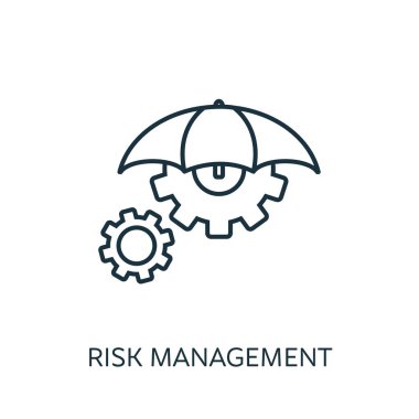 Risk Yönetimi ana hatları simgesi. Risk yönetimi simgeleri koleksiyonundan ince bir konsept unsuru. Mobil uygulamalar ve web kullanımı için yaratıcı Risk Yönetimi simgesi