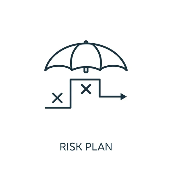 Icono de esquema del Plan de riesgo. Elemento conceptual de línea delgada de la colección de iconos de gestión de riesgos. Icono del Plan de Riesgo Creativo para aplicaciones móviles y uso web — Archivo Imágenes Vectoriales