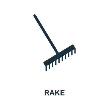 c vektör simgesi. Tırmık simgeleri koleksiyonundan yaratıcı bir işaret. Bilgisayar ve mobil için doldurulmuş düz tırmık simgesi