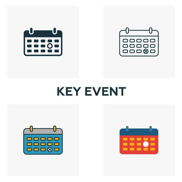 Key Event icon set. Four elements in diferent styles from business management icons collection. Creative key event icons filled, outline, colored and flat symbols — Stock Vector