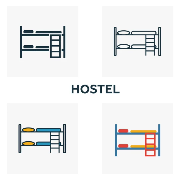 Hostel anahat simgesi. Şehir öğeleri simgeleri koleksiyonundan ince stil tasarımı. Hostel simgesipiksel mükemmel sembolü. Web tasarımı, uygulamalar, yazılım, baskı kullanımı — Stok Vektör