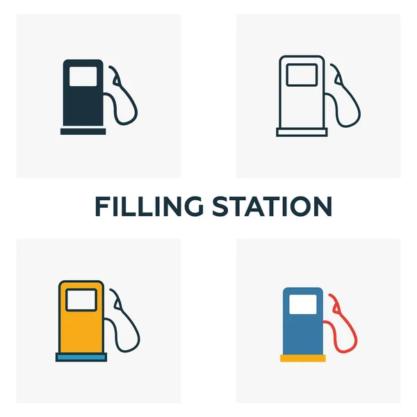 Filling Station outline icon. Thin style design from city elements icons collection. Pixel perfect symbol of filling station icon. Web design, apps, software, print usage — Stock Vector