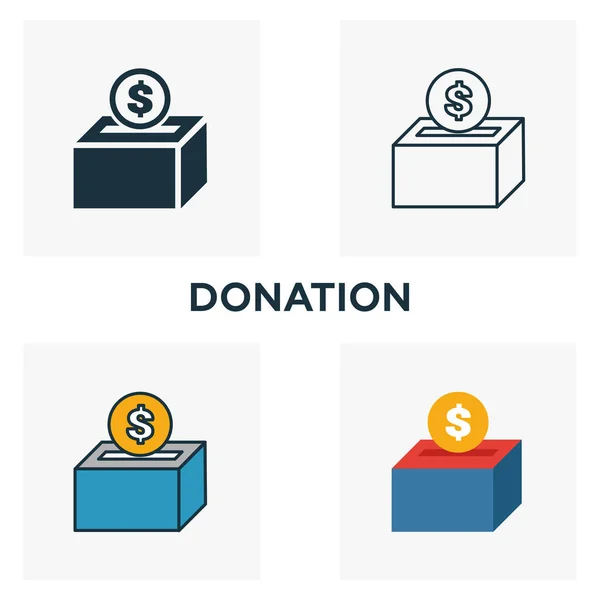 Icono de esquema de donación. Elemento de línea delgada de la colección de iconos de crowdfunding. UI y UX. Pixel icono de donación perfecta para el diseño web, aplicaciones, software, uso de impresión — Vector de stock