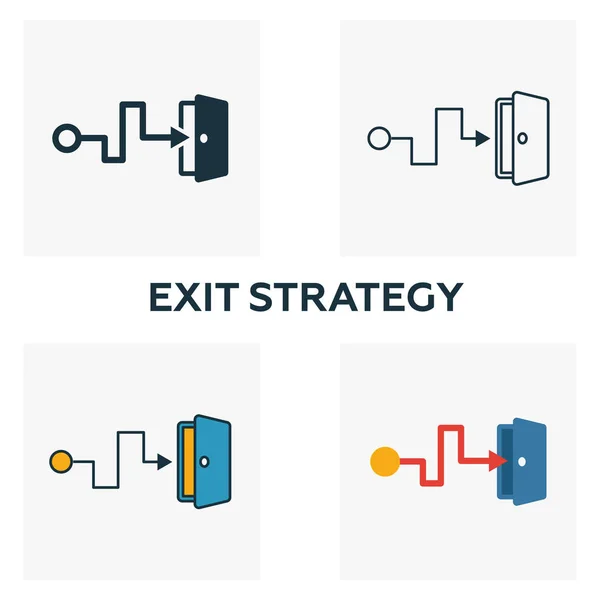 Exit strategi kontur ikonen. Tunn linje element från crowdfunding ikoner collection. UI och Ux. Pixel perfekt exit strategi ikonen för appar, programvara, webbdesign, utskriftsvolymer — Stock vektor