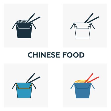 Çörek ikonu seti. Fast food ikonları koleksiyonundan farklı stillerde dört element. Yaratıcı çörekler doldurulmuş, ana hatlar, renkli ve düz semboller