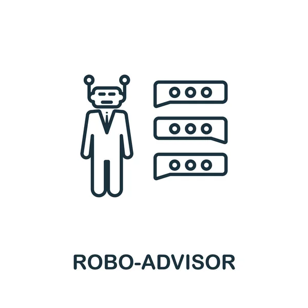 Robo-Advisor icône de contour. Élément de concept de ligne mince de la collection d'icônes de technologie fintech. Icône Robo-Advisor créative pour applications mobiles et utilisation du Web — Image vectorielle