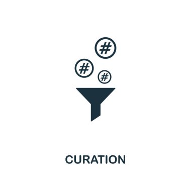 Kürasyon simgesi. İçerik simgeleri koleksiyondan yaratıcı eleman tasarımı. Web tasarımı, uygulamalar, yazılımlar, baskı kullanımı için Pixel Perfect Curation simgesi