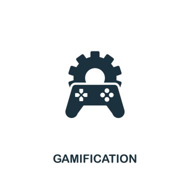Gamification simgesi. İçerik simgeleri koleksiyondan yaratıcı eleman tasarımı. Web tasarımı, uygulamalar, yazılımlar, baskı kullanımı için Pixel mükemmel gamification simgesi