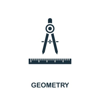 Geometri simgesi. Eğitim ikonları koleksiyonundan yaratıcı bir işaret. Bilgisayar ve mobil için dolu düz Geometri simgesi