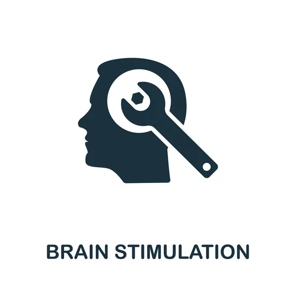 Ikona stymulacji mózgu. Kreatywny znak z kolekcji ikon biotechnologicznych. Wypełniona płaska ikona stymulacji mózgu do komputera i telefonu komórkowego — Zdjęcie stockowe